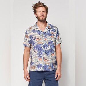 FAHERTY Kona Camp Collar Short Sleeve Shirt Men’s South Pacifoc Swell Medium